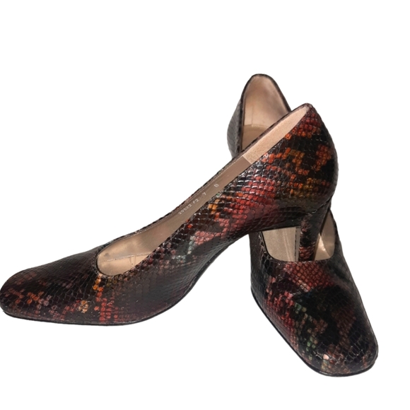 CHARLES JOURDAN Snake Embossed Leather Pumps Multicolor Sz 7B - Picture 5 of 9